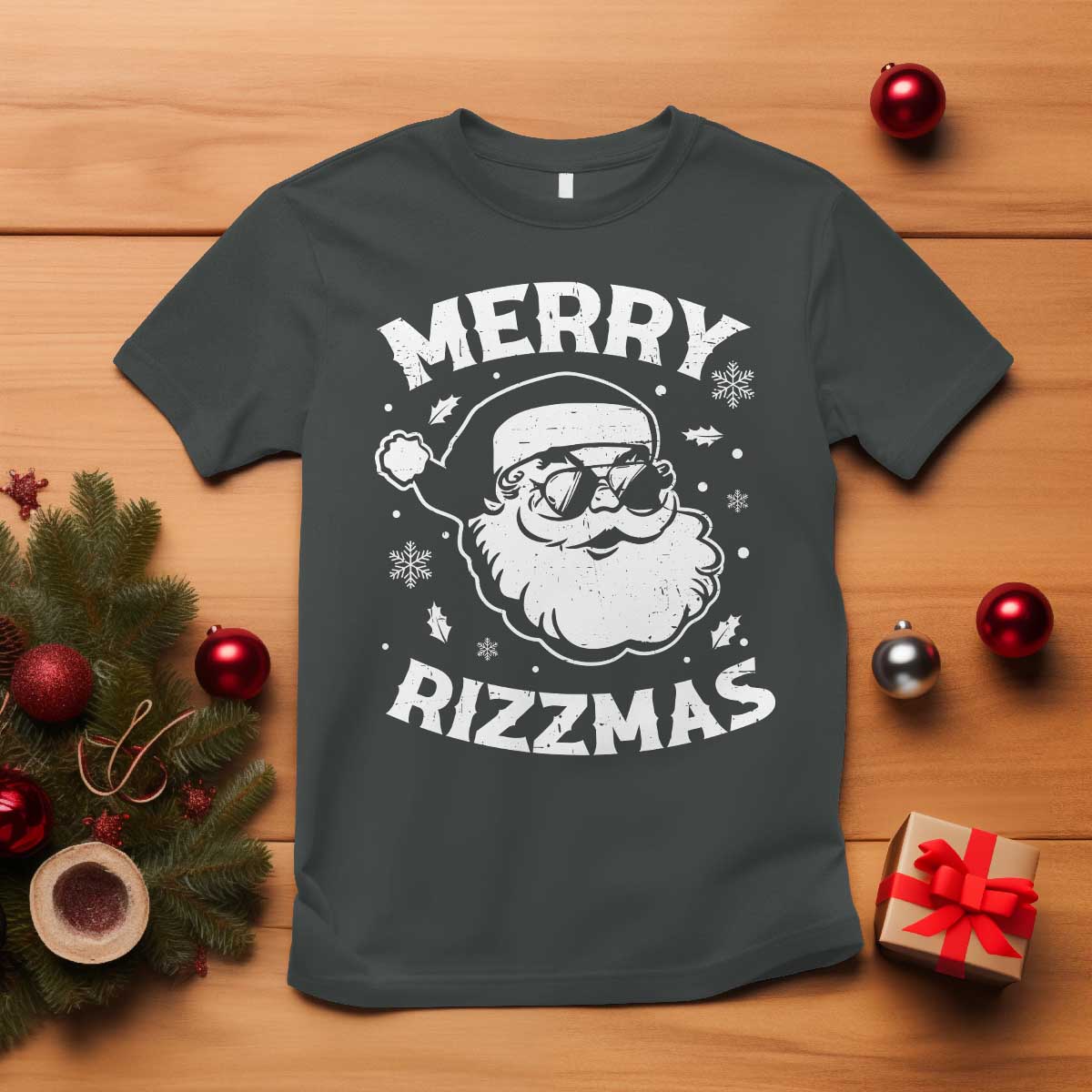 Funny Christmas Santa Claus T Shirt Merry Rizzmas Kids Teens School - Wonder Print Shop