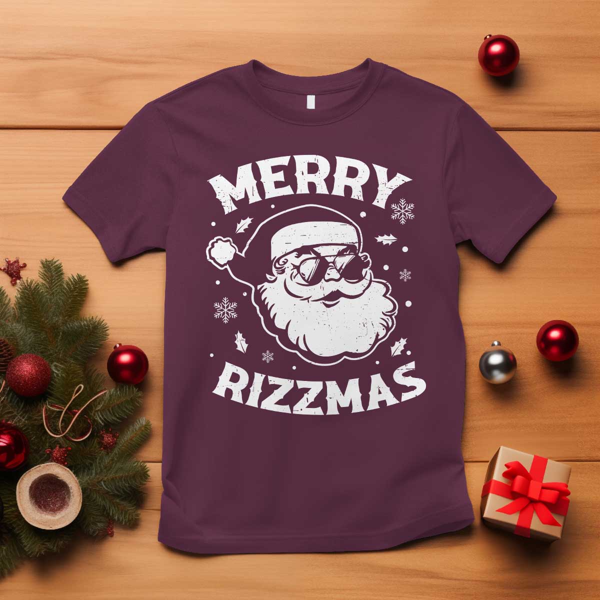 Funny Christmas Santa Claus T Shirt Merry Rizzmas Kids Teens School - Wonder Print Shop