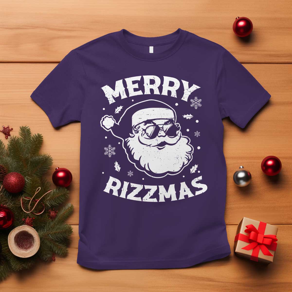 Funny Christmas Santa Claus T Shirt Merry Rizzmas Kids Teens School - Wonder Print Shop