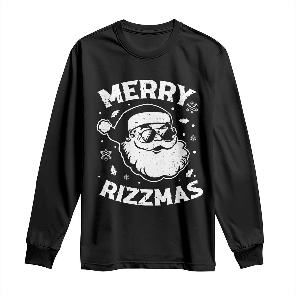 Funny Christmas Santa Claus Long Sleeve Shirt Merry Rizzmas Kids Teens School