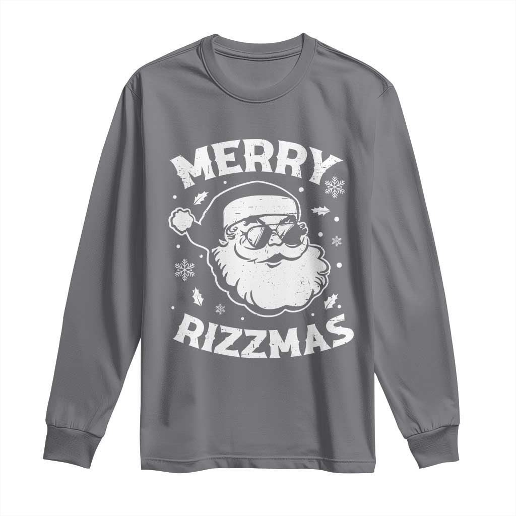 Funny Christmas Santa Claus Long Sleeve Shirt Merry Rizzmas Kids Teens School
