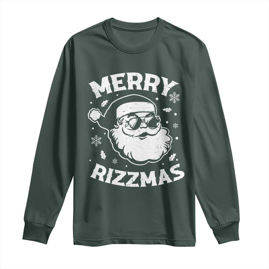 Funny Christmas Santa Claus Long Sleeve Shirt Merry Rizzmas Kids Teens School