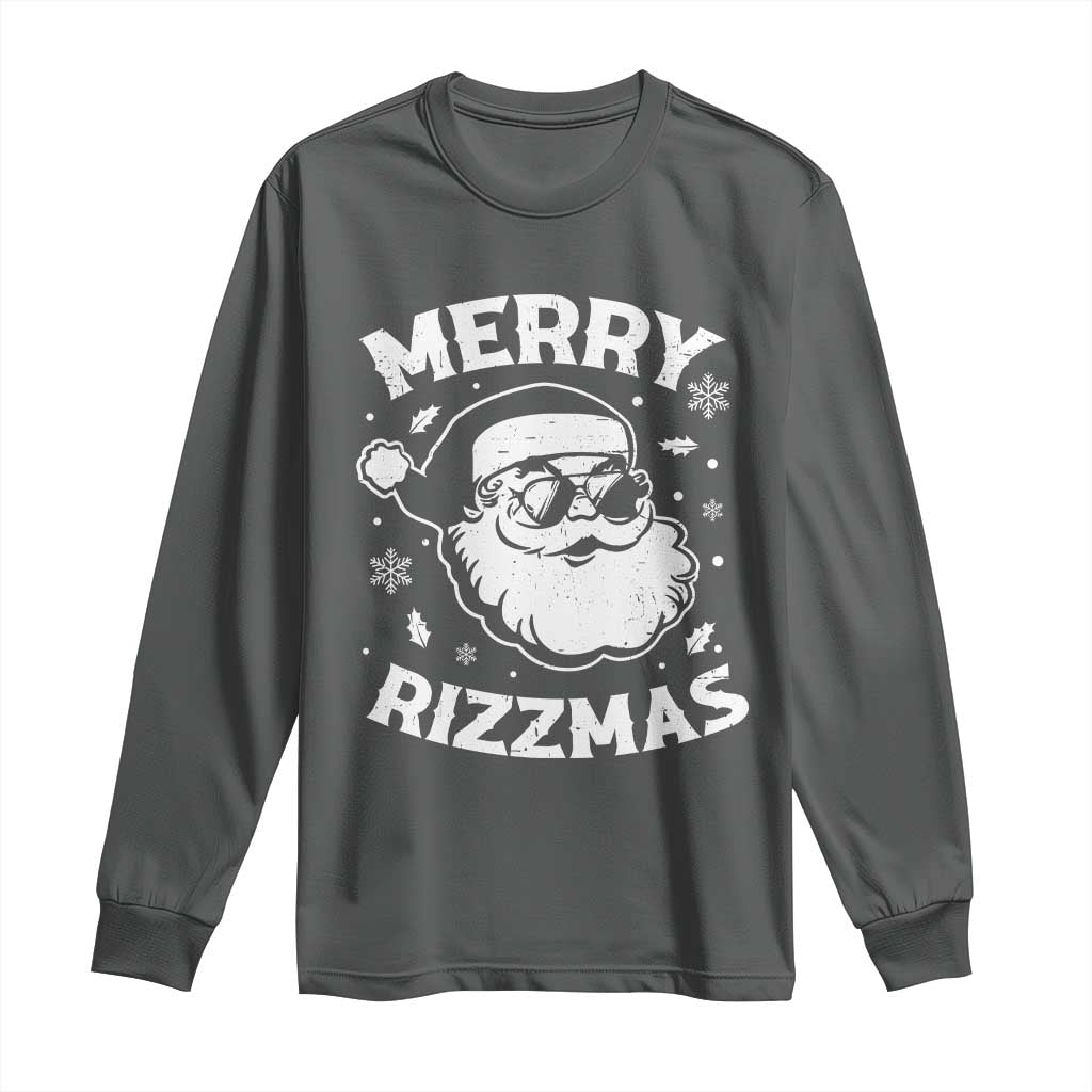 Funny Christmas Santa Claus Long Sleeve Shirt Merry Rizzmas Kids Teens School