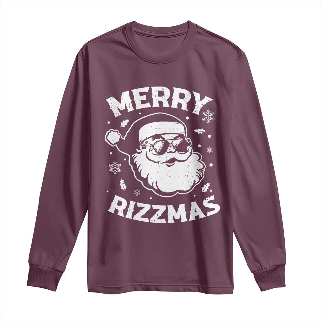 Funny Christmas Santa Claus Long Sleeve Shirt Merry Rizzmas Kids Teens School