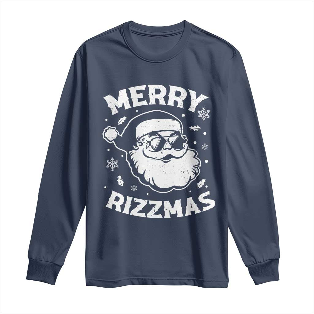 Funny Christmas Santa Claus Long Sleeve Shirt Merry Rizzmas Kids Teens School
