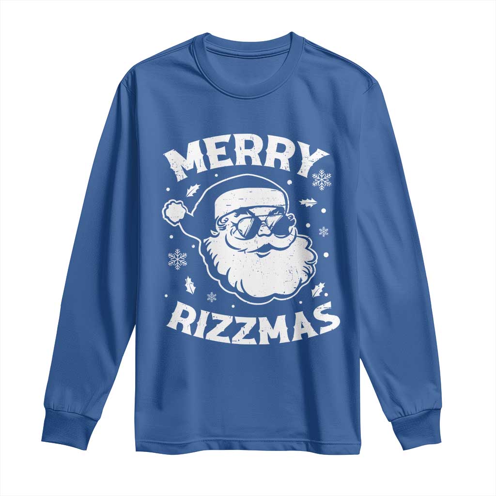 Funny Christmas Santa Claus Long Sleeve Shirt Merry Rizzmas Kids Teens School