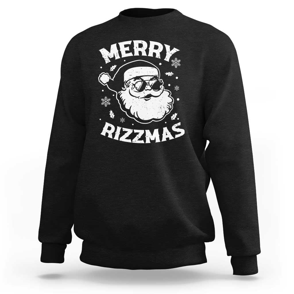 Funny Christmas Santa Claus Sweatshirt Merry Rizzmas Kids Teens School - Wonder Print Shop