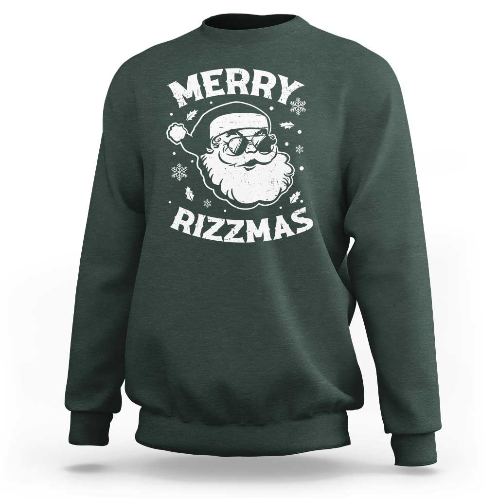 Funny Christmas Santa Claus Sweatshirt Merry Rizzmas Kids Teens School - Wonder Print Shop