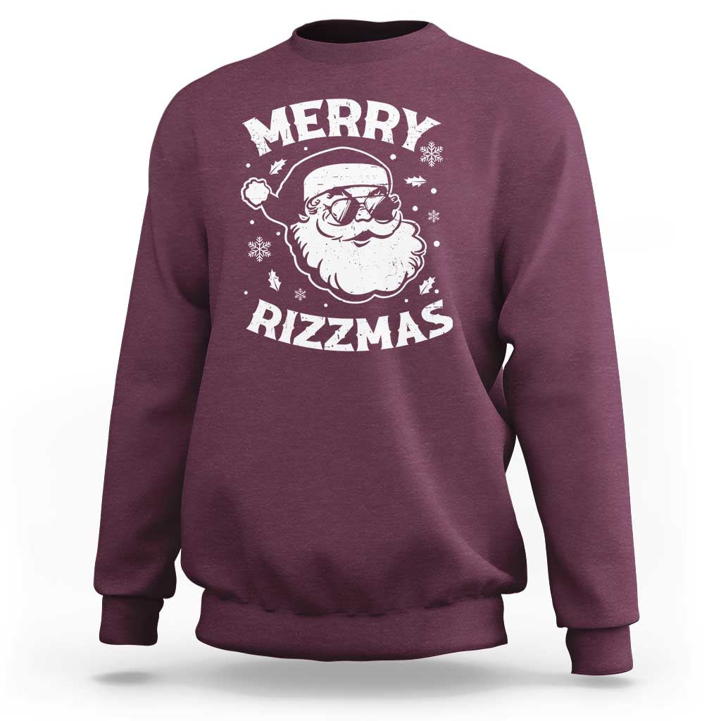 Funny Christmas Santa Claus Sweatshirt Merry Rizzmas Kids Teens School - Wonder Print Shop