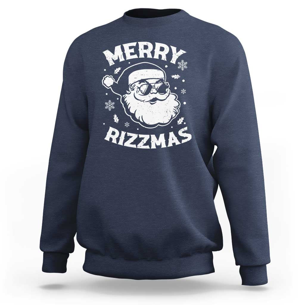 Funny Christmas Santa Claus Sweatshirt Merry Rizzmas Kids Teens School - Wonder Print Shop