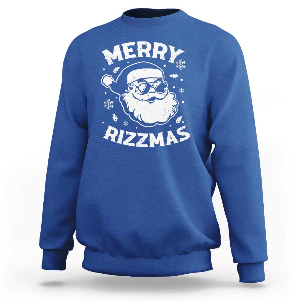 Funny Christmas Santa Claus Sweatshirt Merry Rizzmas Kids Teens School - Wonder Print Shop