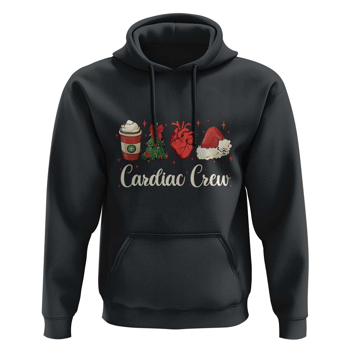 Christmas Cardiac Nurse Hoodie Cardiac Crew Anatomical Xmas Heart Anatomy Tree Bow