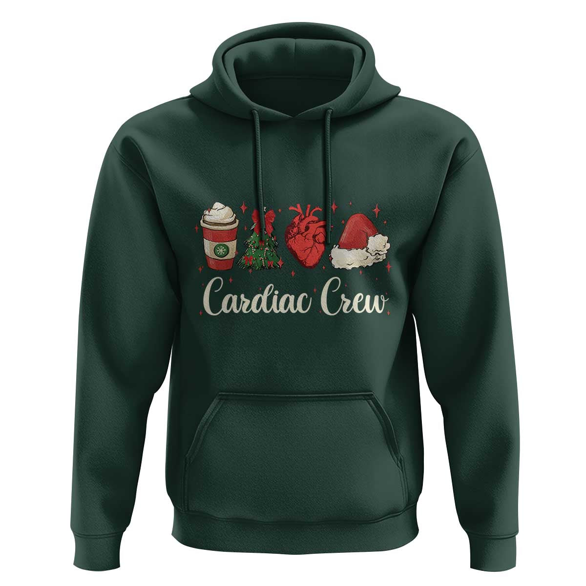 Christmas Cardiac Nurse Hoodie Cardiac Crew Anatomical Xmas Heart Anatomy Tree Bow