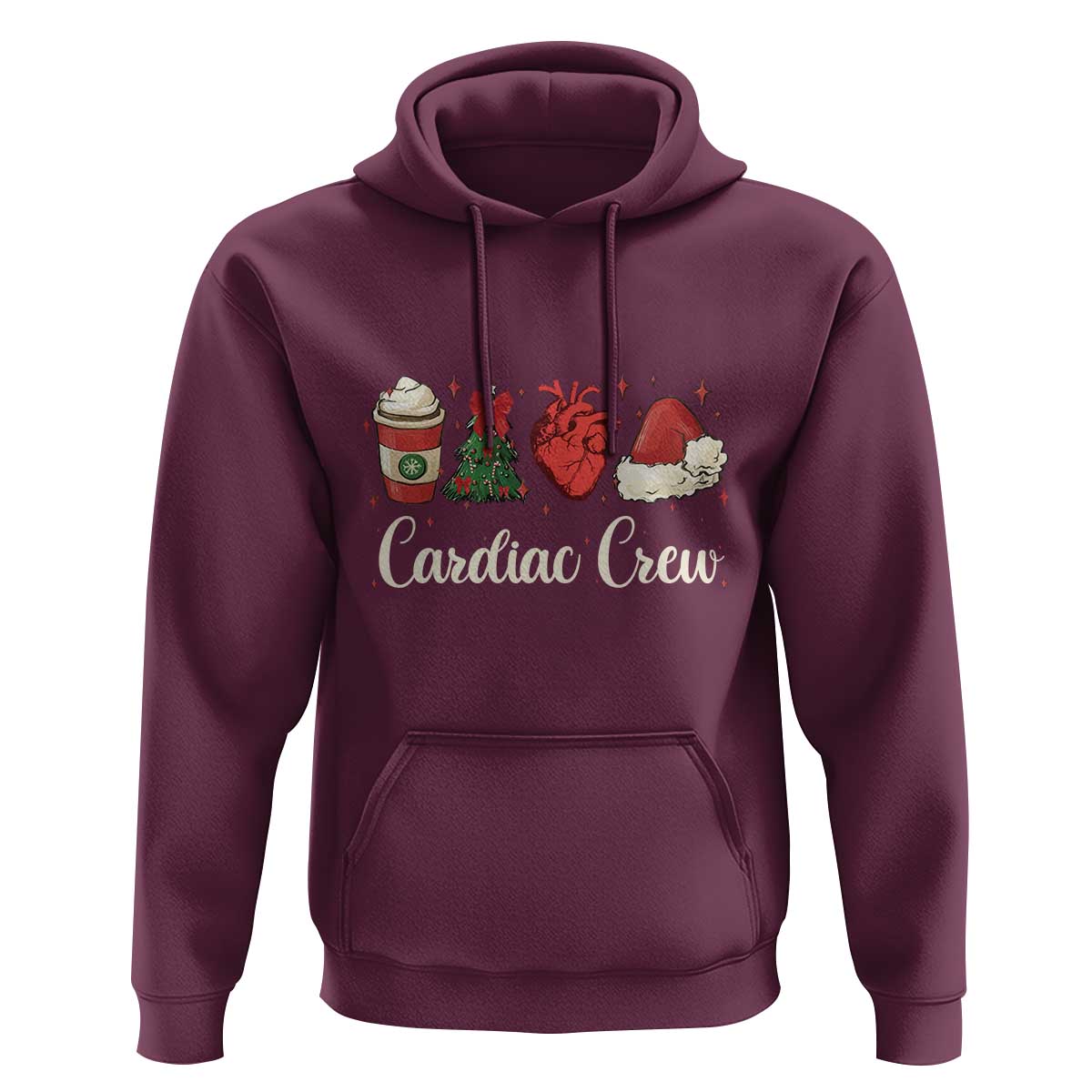 Christmas Cardiac Nurse Hoodie Cardiac Crew Anatomical Xmas Heart Anatomy Tree Bow