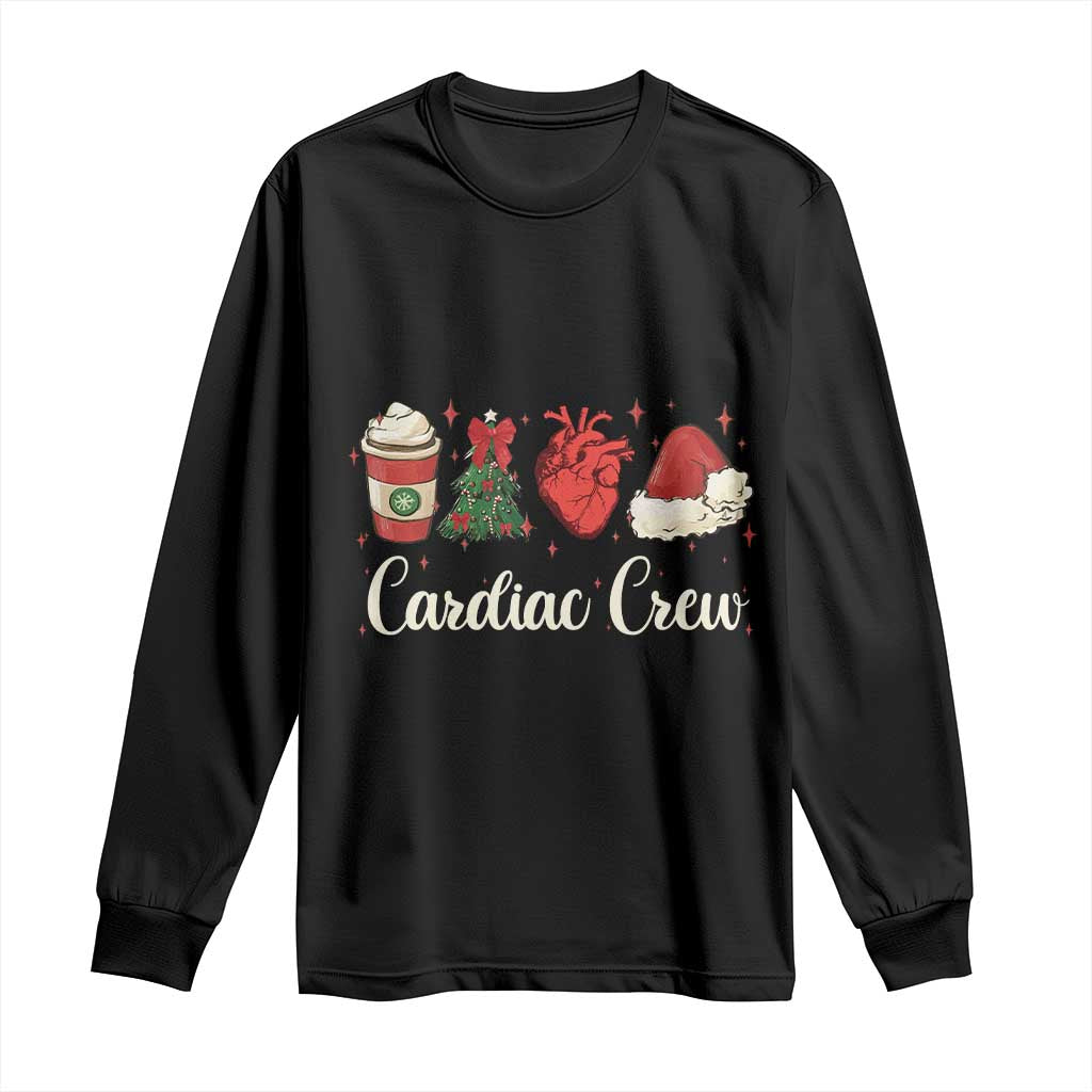 Christmas Cardiac Nurse Long Sleeve Shirt Cardiac Crew Anatomical Xmas Heart Anatomy Tree Bow