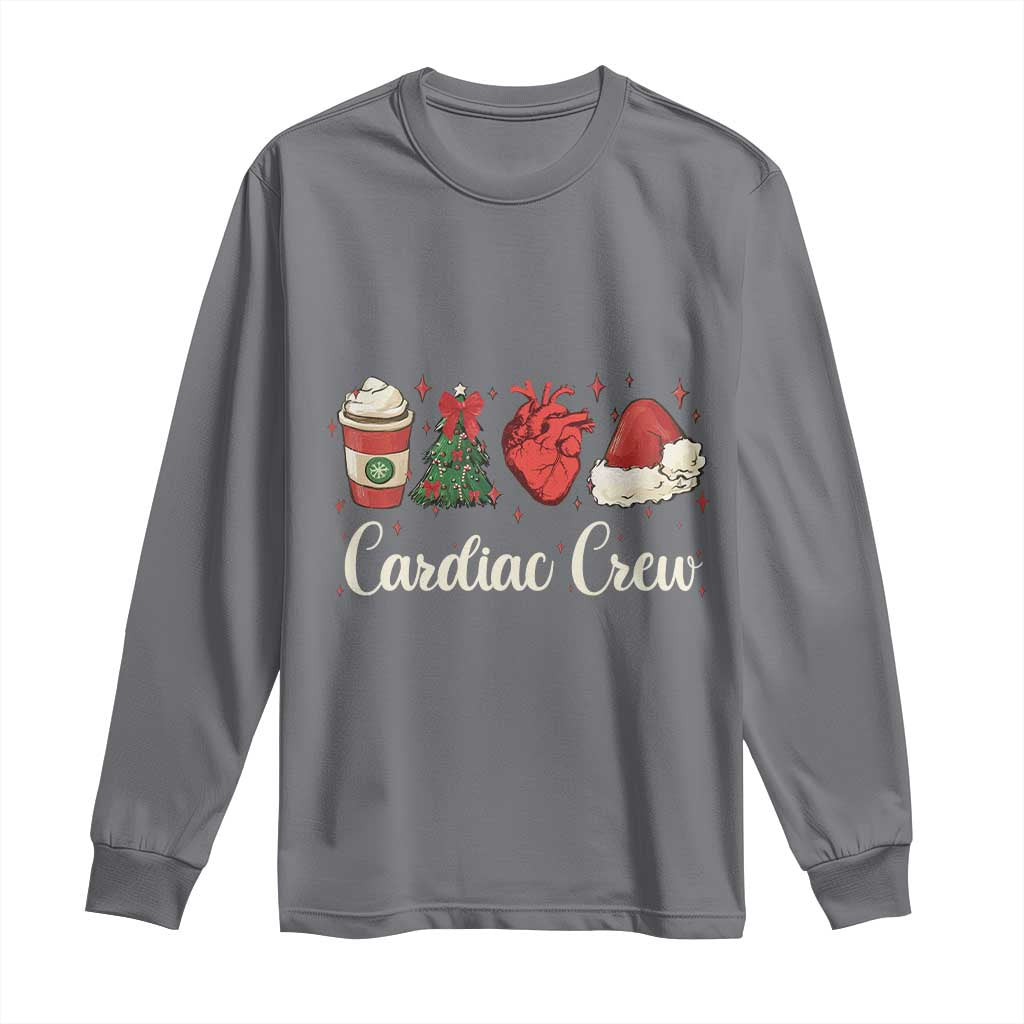 Christmas Cardiac Nurse Long Sleeve Shirt Cardiac Crew Anatomical Xmas Heart Anatomy Tree Bow