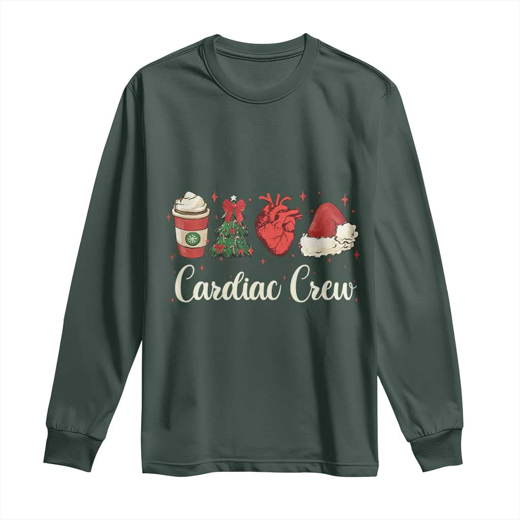 Christmas Cardiac Nurse Long Sleeve Shirt Cardiac Crew Anatomical Xmas Heart Anatomy Tree Bow