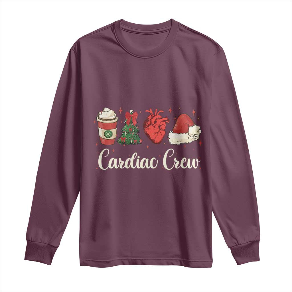 Christmas Cardiac Nurse Long Sleeve Shirt Cardiac Crew Anatomical Xmas Heart Anatomy Tree Bow