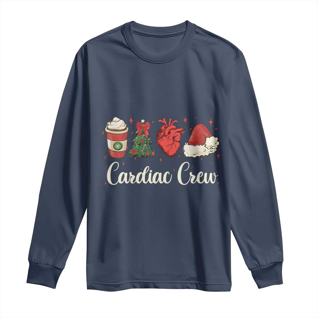Christmas Cardiac Nurse Long Sleeve Shirt Cardiac Crew Anatomical Xmas Heart Anatomy Tree Bow