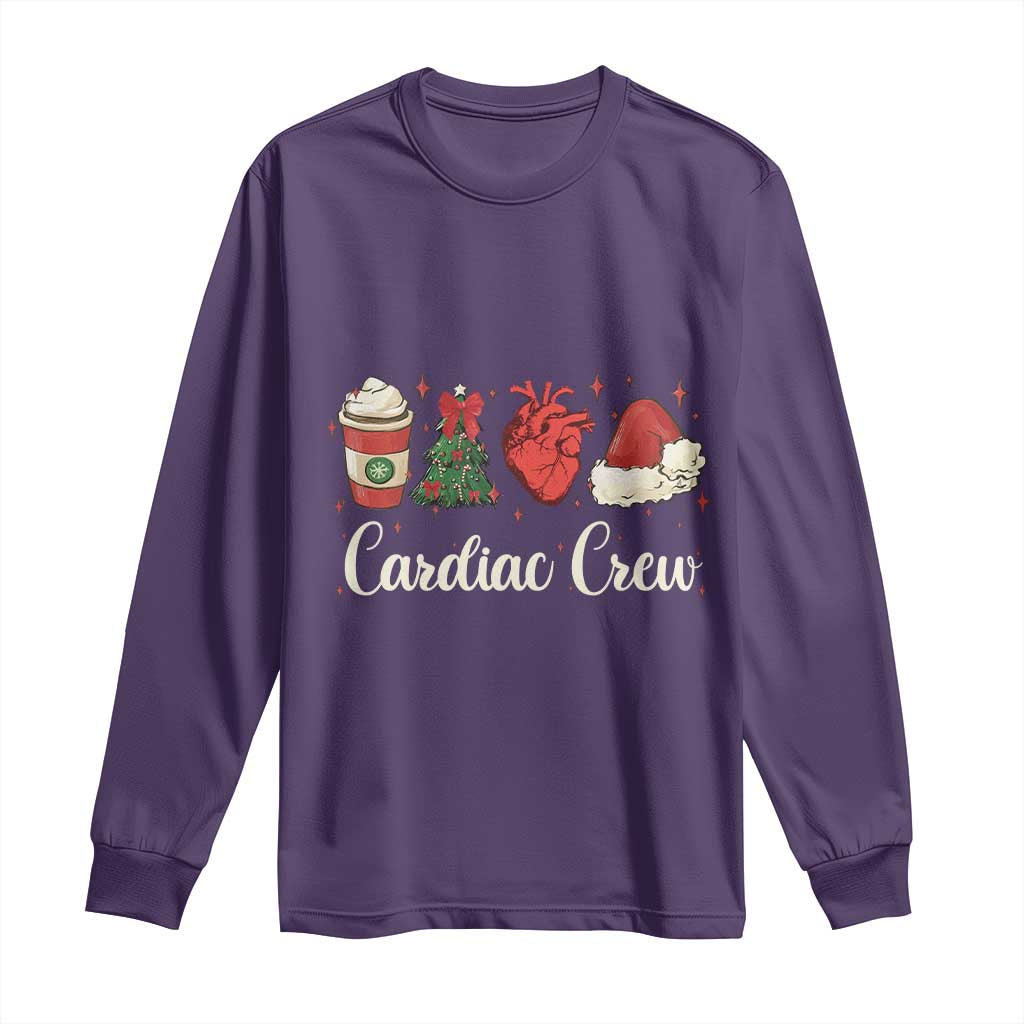 Christmas Cardiac Nurse Long Sleeve Shirt Cardiac Crew Anatomical Xmas Heart Anatomy Tree Bow