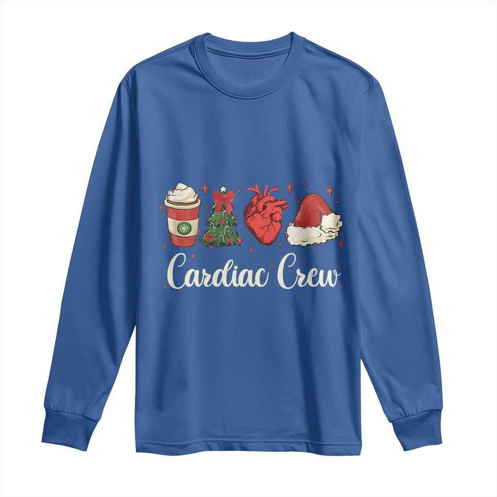 Christmas Cardiac Nurse Long Sleeve Shirt Cardiac Crew Anatomical Xmas Heart Anatomy Tree Bow
