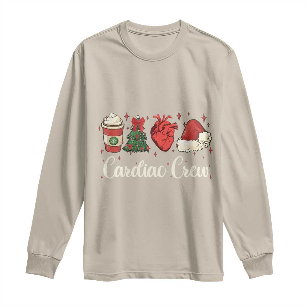 Christmas Cardiac Nurse Long Sleeve Shirt Cardiac Crew Anatomical Xmas Heart Anatomy Tree Bow