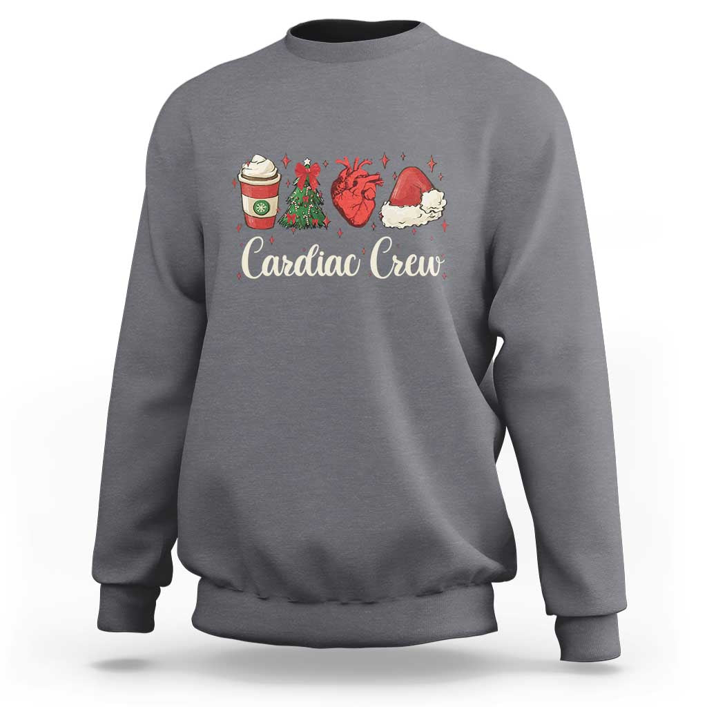 Christmas Cardiac Nurse Sweatshirt Cardiac Crew Anatomical Xmas Heart Anatomy Tree Bow - Wonder Print Shop