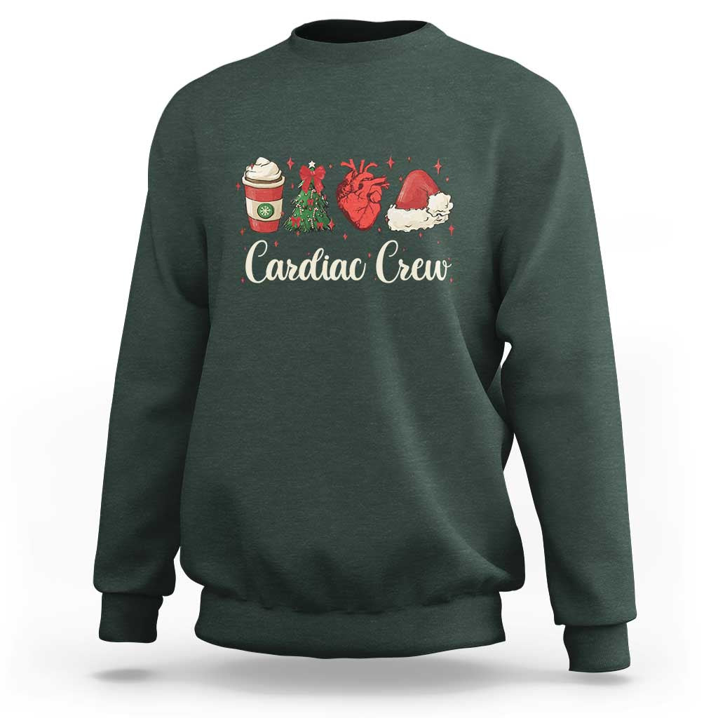 Christmas Cardiac Nurse Sweatshirt Cardiac Crew Anatomical Xmas Heart Anatomy Tree Bow - Wonder Print Shop