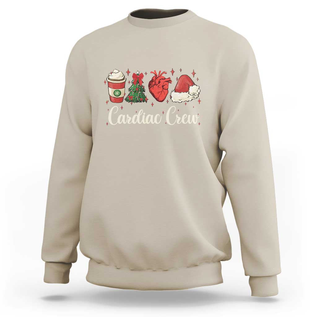 Christmas Cardiac Nurse Sweatshirt Cardiac Crew Anatomical Xmas Heart Anatomy Tree Bow - Wonder Print Shop