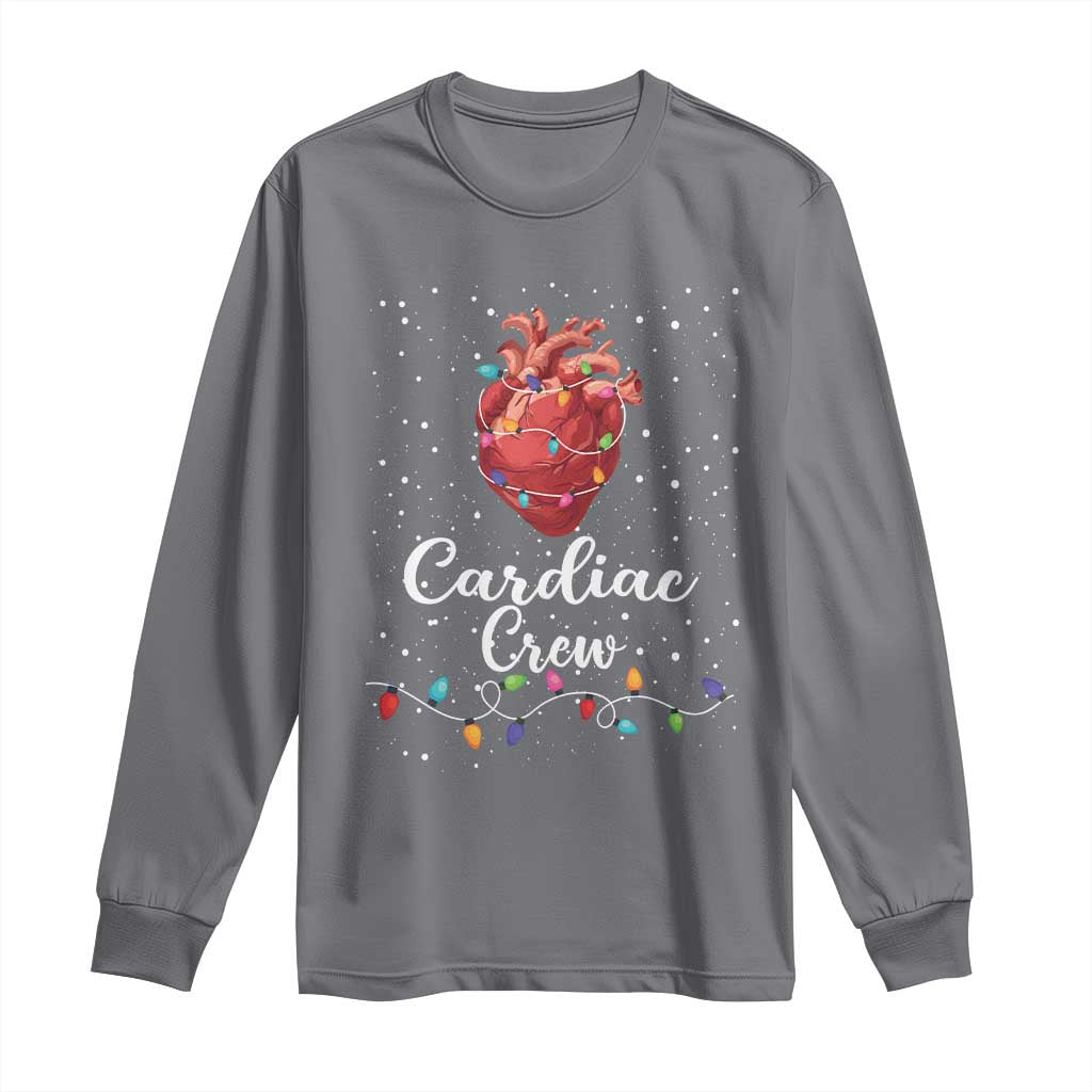 Christmas Cardiac Nurse Long Sleeve Shirt Cardiac Crew Anatomical Anatomy Xmas Heart With Lights