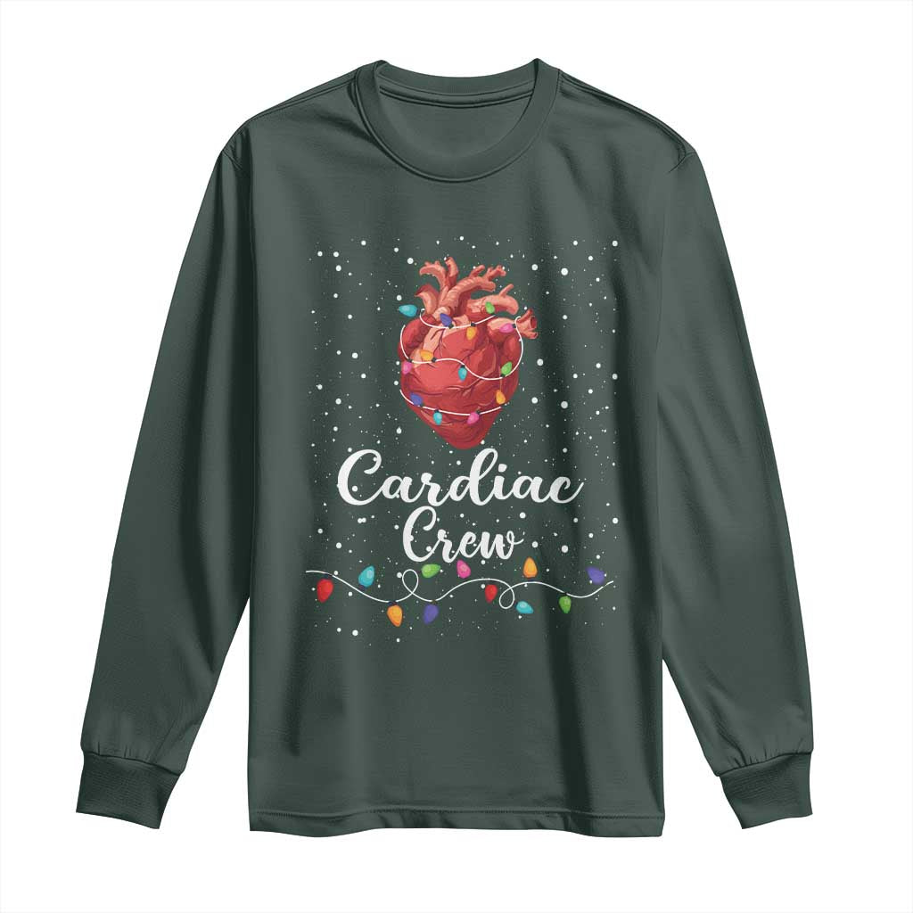 Christmas Cardiac Nurse Long Sleeve Shirt Cardiac Crew Anatomical Anatomy Xmas Heart With Lights