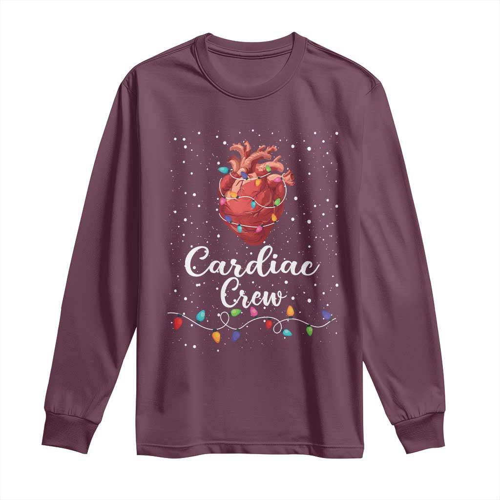 Christmas Cardiac Nurse Long Sleeve Shirt Cardiac Crew Anatomical Anatomy Xmas Heart With Lights
