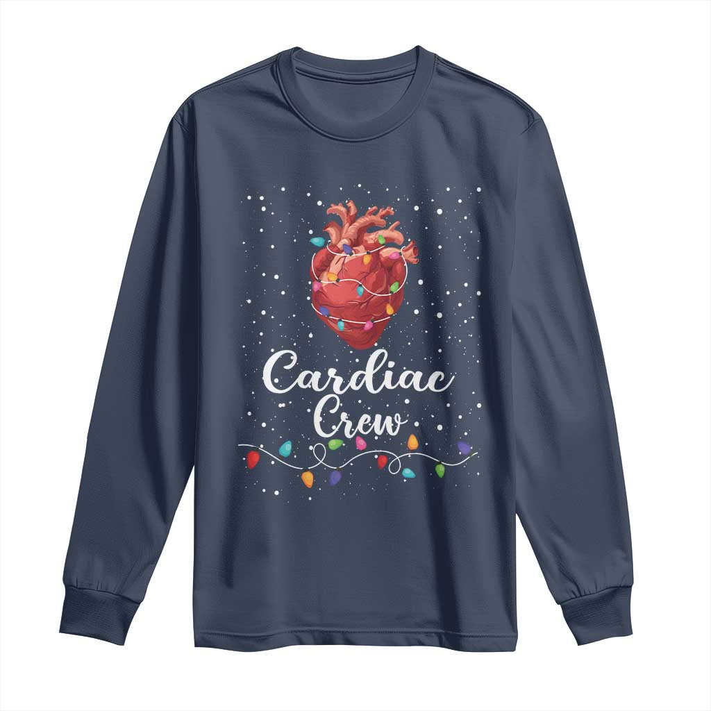 Christmas Cardiac Nurse Long Sleeve Shirt Cardiac Crew Anatomical Anatomy Xmas Heart With Lights