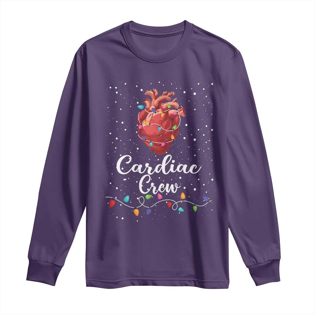 Christmas Cardiac Nurse Long Sleeve Shirt Cardiac Crew Anatomical Anatomy Xmas Heart With Lights