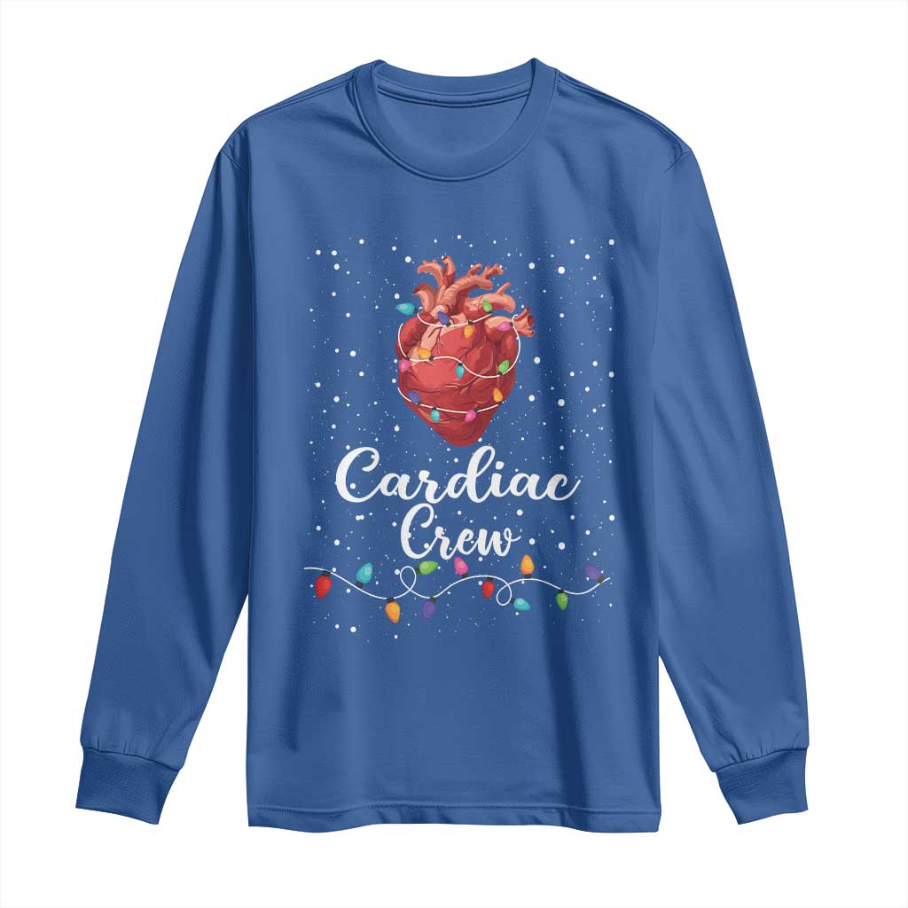 Christmas Cardiac Nurse Long Sleeve Shirt Cardiac Crew Anatomical Anatomy Xmas Heart With Lights