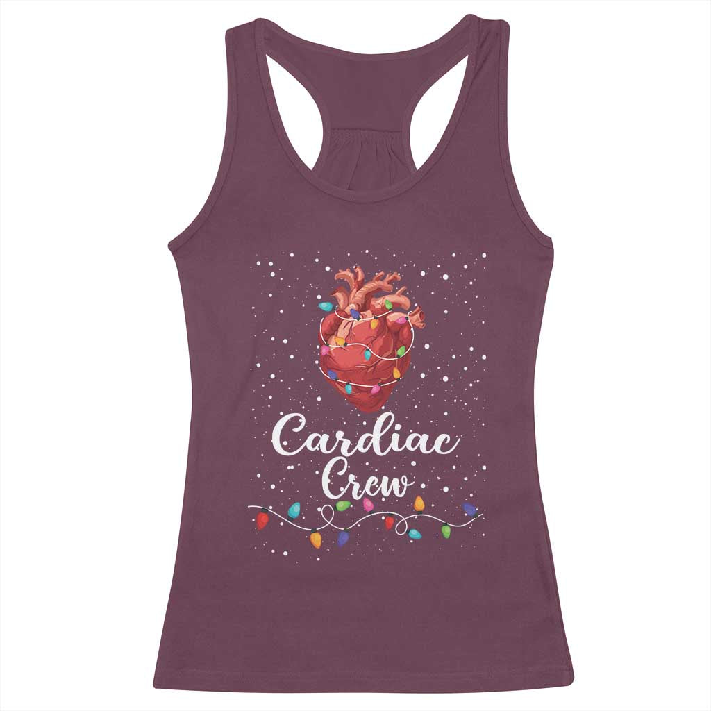 Christmas Cardiac Nurse Racerback Tank Top Cardiac Crew Anatomical Anatomy Xmas Heart With Lights