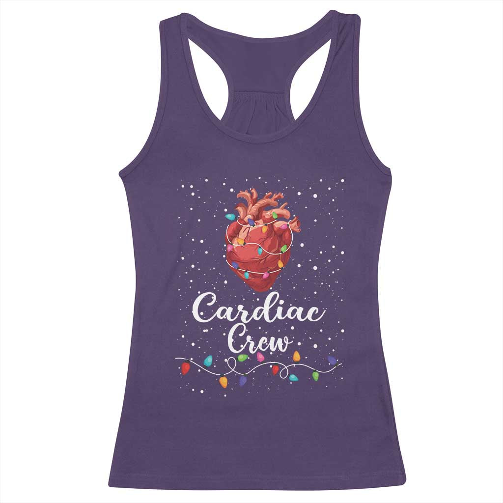 Christmas Cardiac Nurse Racerback Tank Top Cardiac Crew Anatomical Anatomy Xmas Heart With Lights
