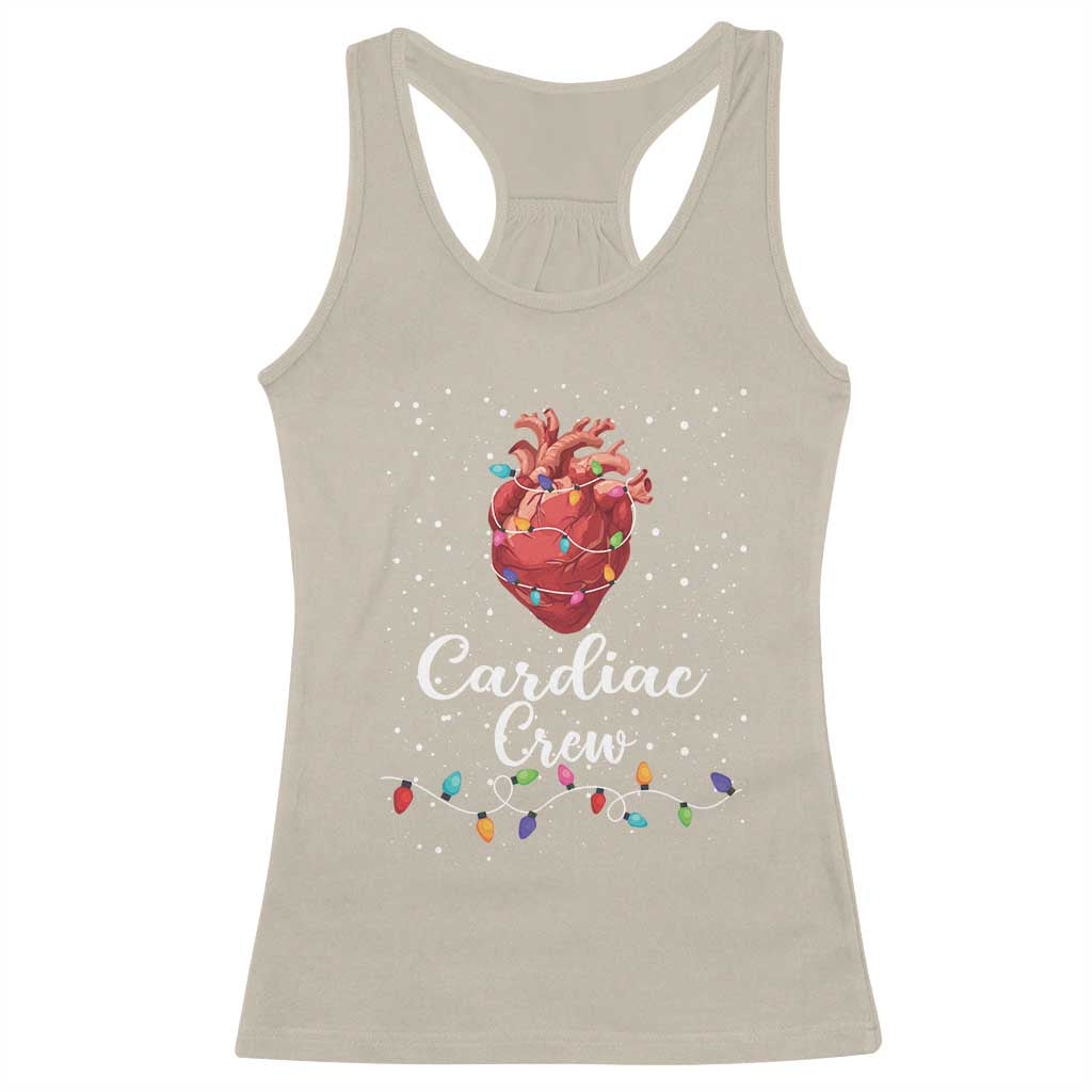 Christmas Cardiac Nurse Racerback Tank Top Cardiac Crew Anatomical Anatomy Xmas Heart With Lights