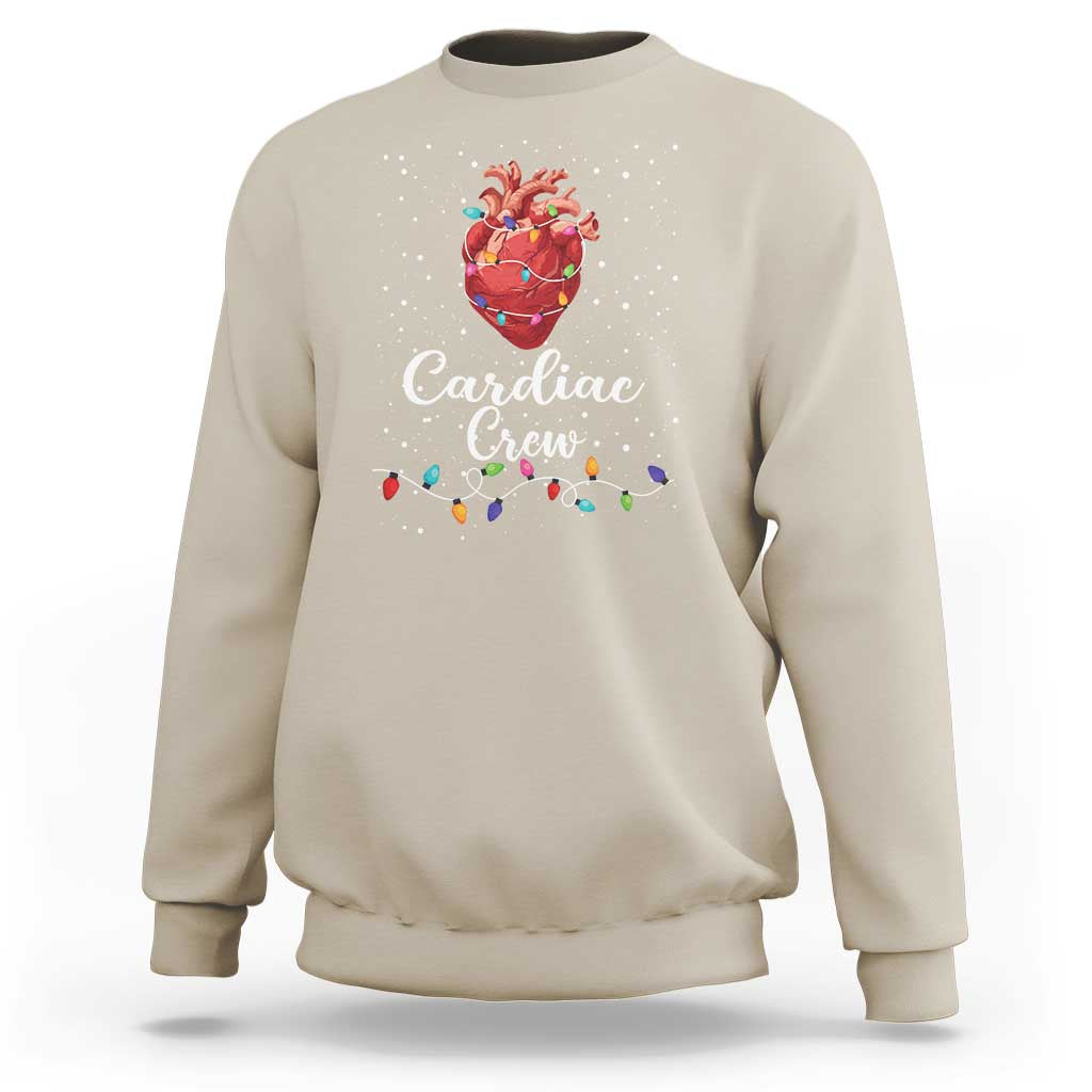 Christmas Cardiac Nurse Sweatshirt Cardiac Crew Anatomical Anatomy Xmas Heart With Lights - Wonder Print Shop