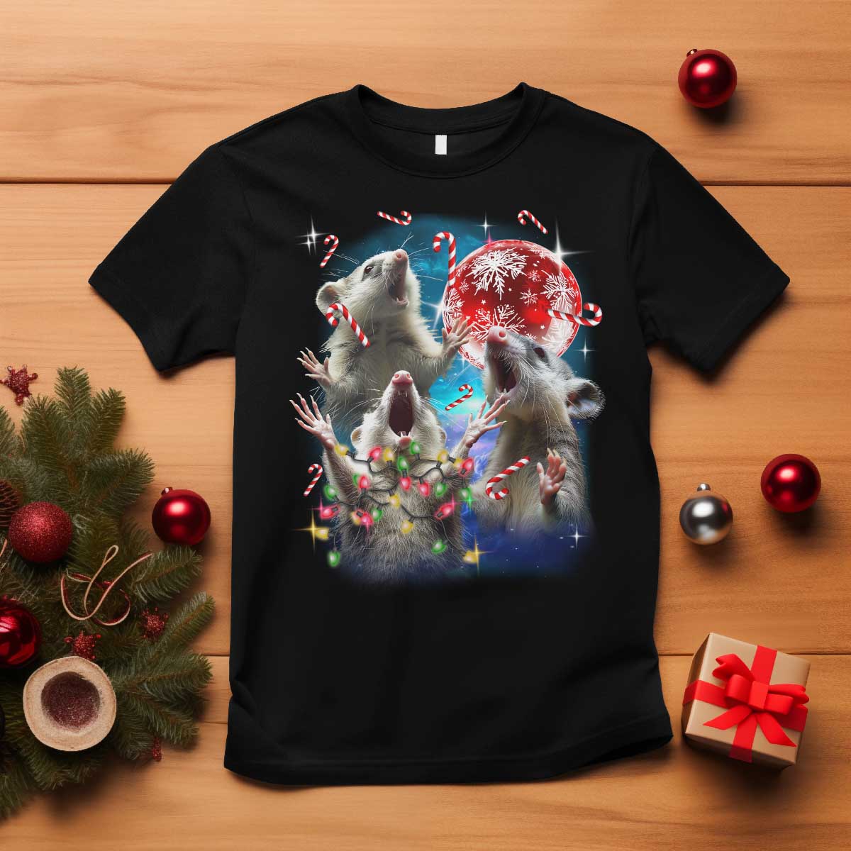Possum Christmas T Shirt 3 Opossum Possum Funny Weird Cursed Meme - Wonder Print Shop