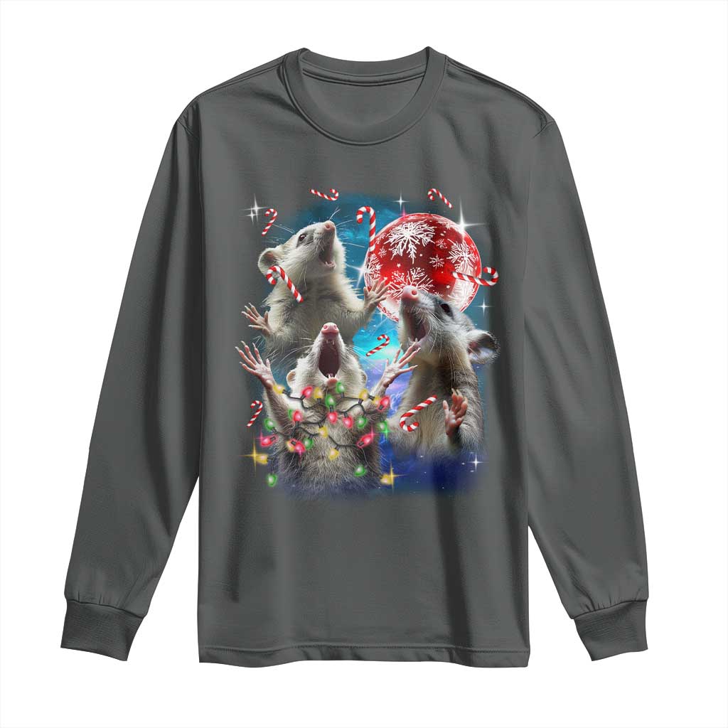 Possum Christmas Long Sleeve Shirt 3 Opossum Possum Funny Weird Cursed Meme