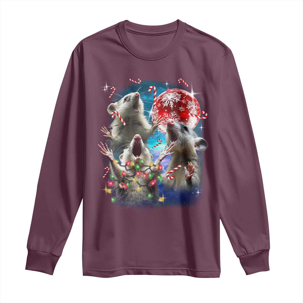 Possum Christmas Long Sleeve Shirt 3 Opossum Possum Funny Weird Cursed Meme