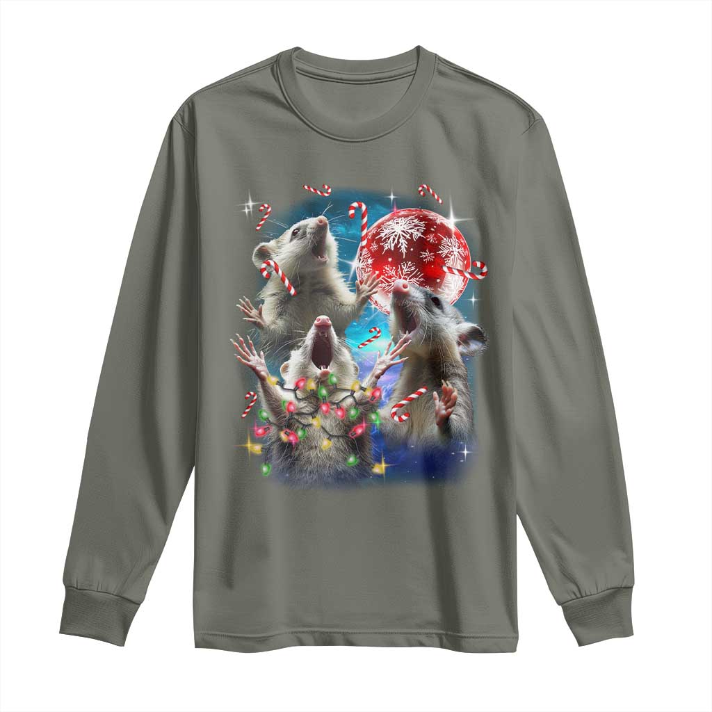 Possum Christmas Long Sleeve Shirt 3 Opossum Possum Funny Weird Cursed Meme
