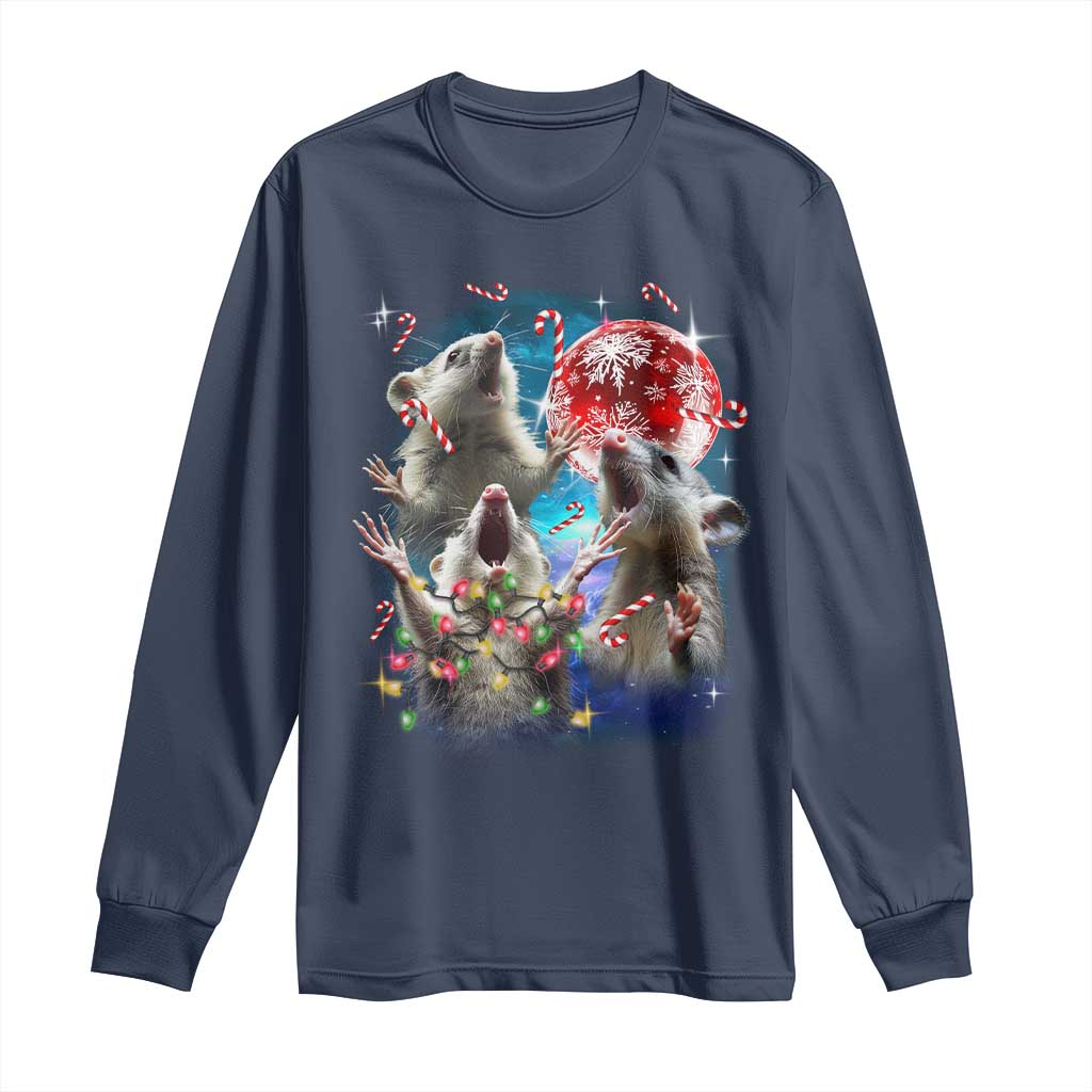 Possum Christmas Long Sleeve Shirt 3 Opossum Possum Funny Weird Cursed Meme