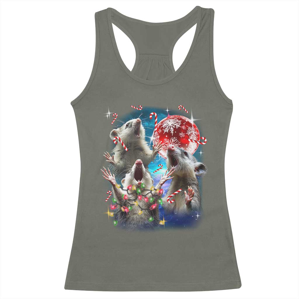 Possum Christmas Racerback Tank Top 3 Opossum Possum Funny Weird Cursed Meme