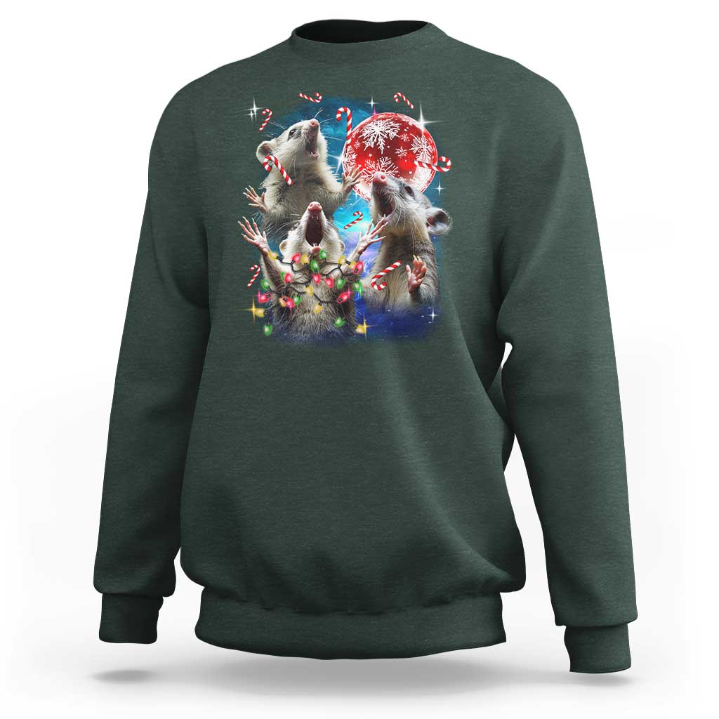 Possum Christmas Sweatshirt 3 Opossum Possum Funny Weird Cursed Meme - Wonder Print Shop