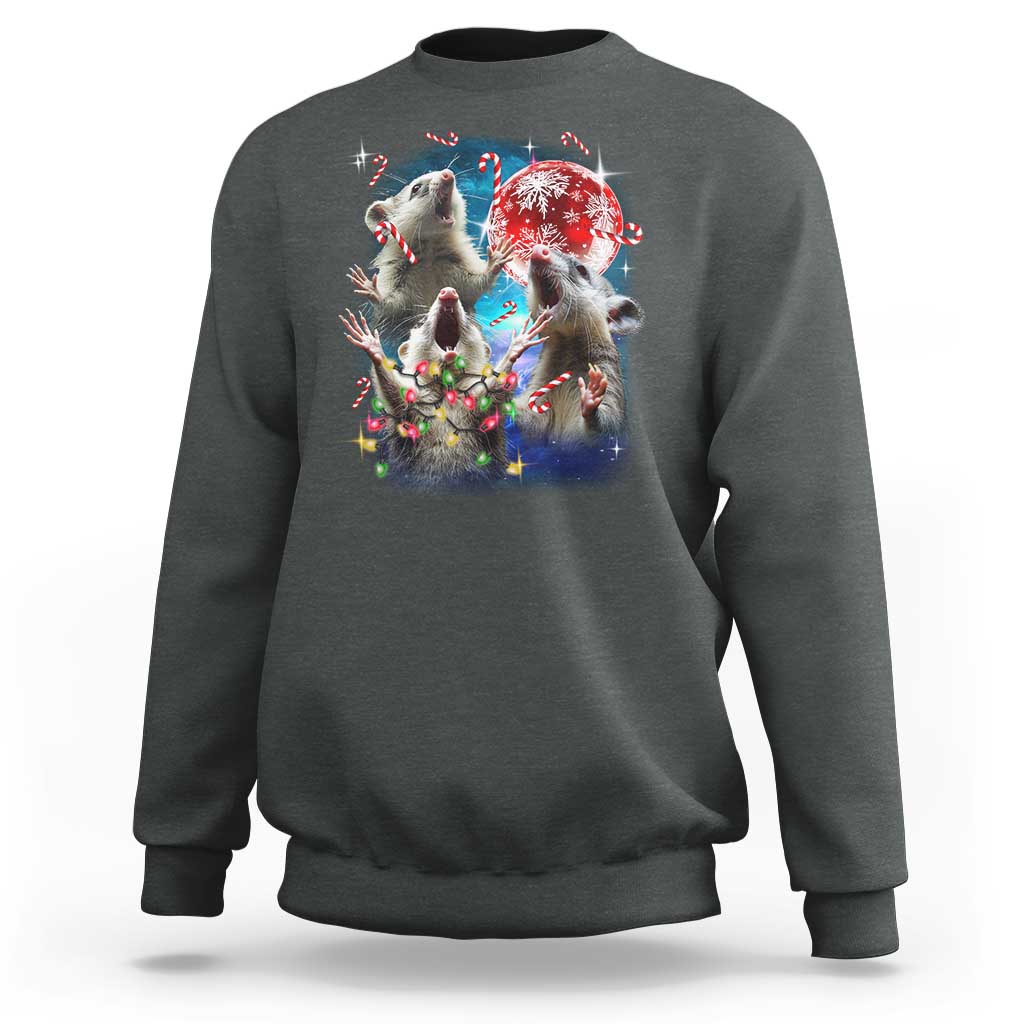 Possum Christmas Sweatshirt 3 Opossum Possum Funny Weird Cursed Meme - Wonder Print Shop