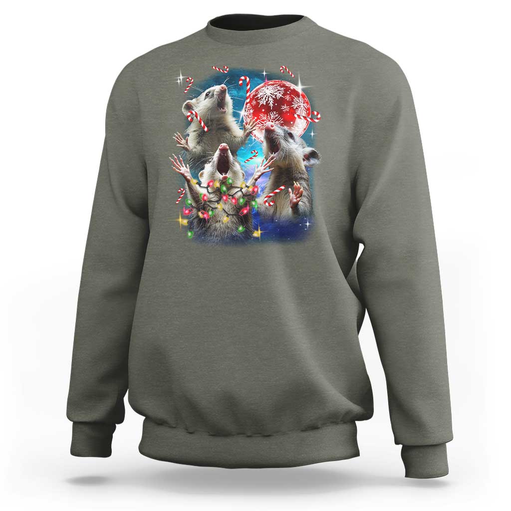 Possum Christmas Sweatshirt 3 Opossum Possum Funny Weird Cursed Meme - Wonder Print Shop