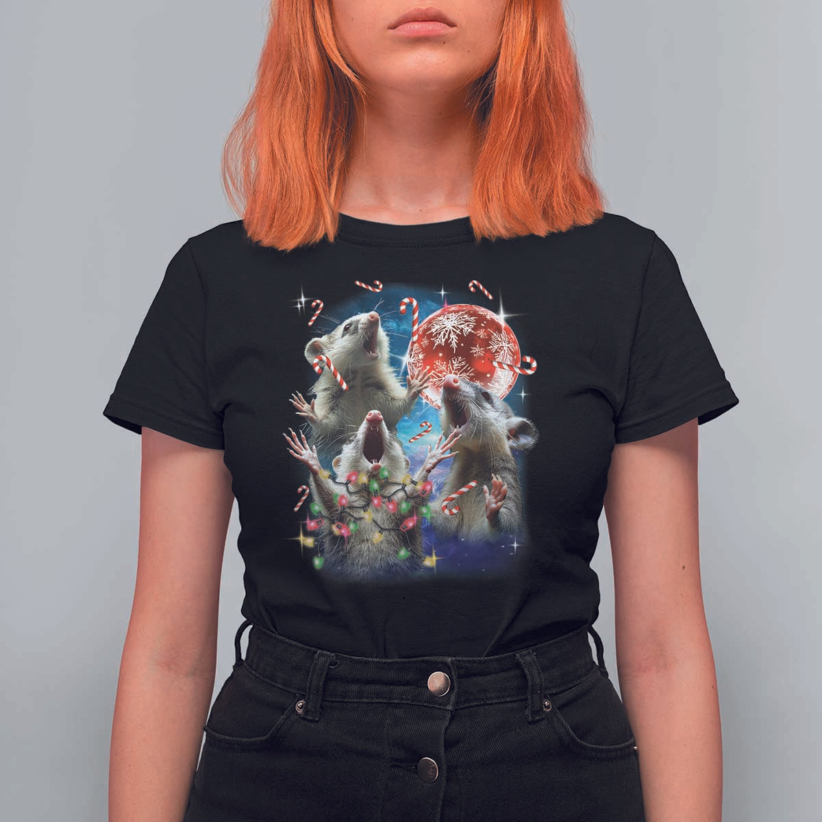 Possum Christmas T Shirt For Women 3 Opossum Possum Funny Weird Cursed Meme - Wonder Print Shop