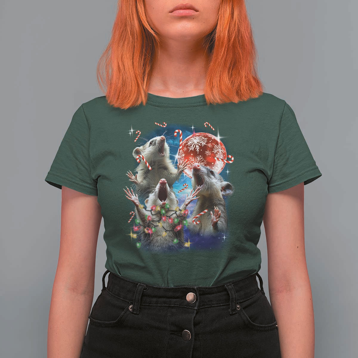 Possum Christmas T Shirt For Women 3 Opossum Possum Funny Weird Cursed Meme - Wonder Print Shop